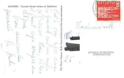 AK / Ansichtskarte Charmey_La_Gruyere_FR Vounetz Dents Vertes et Gastlosen Alpenpanorama 