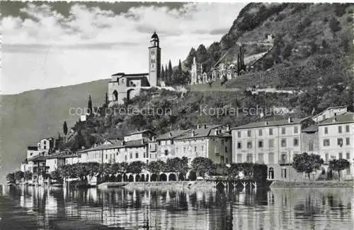 AK / Ansichtskarte Morcote_Lago_di_Lugano_TI Haeuserpartie am Luganersee Kirche 