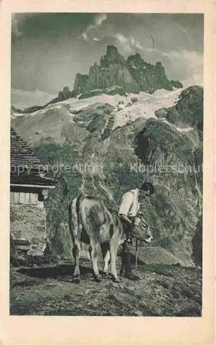 AK / Ansichtskarte Ebnetalp_Uznach_SG Alm Bergbauer mit Spanoerter Urner Alpen 