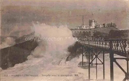 AK / Ansichtskarte BIARRITZ_64_Pyrenees_Atlantiques Tempete sous le Semaphore 