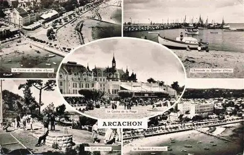 AK / Ansichtskarte ARCACHON_33_Gironde Casino Jetee d Eyroc Boulevard Promenade vue aerienne Plage Estacade Golf Miniature 