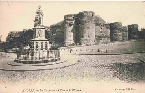 AK / Ansichtskarte ANGERS_49_Maine et Loire Statue du Roi Rene et le Chateau 