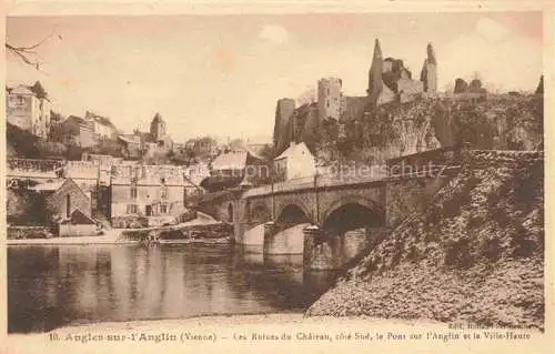 AK / Ansichtskarte Angles sur l_Anglin_Montmorillon_86_Vienne Ruines du Chateau Pont sur l Anglin et la Ville Haute 