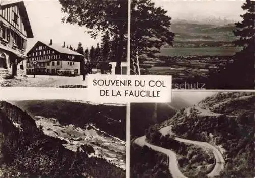 AK / Ansichtskarte Col_de_la_Faucille_Sichelberg_1323m_Gex_01_Ain Sommet du Col Mont Blanc vu du Col Vallee de la Valserine Table d Orientation Sommet du Mont Rond 