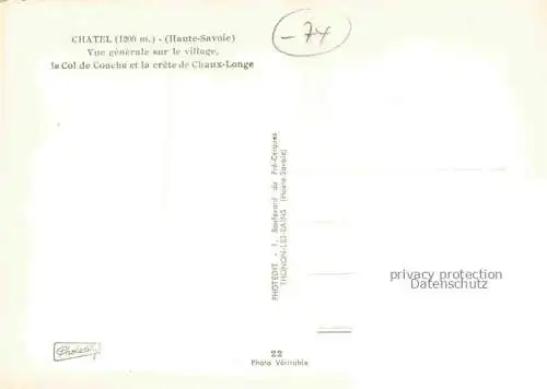 AK / Ansichtskarte Chatel_Thonon les Bains_74_Haute Savoie Vue generale sur le village Col de Conche et la crete de Chaux Longe vue aerienne 