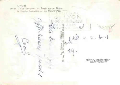 AK / Ansichtskarte LYON_69_Rhone Les ponts sur la Rhone Centre Fourviere et les Monts d Or vue aerienne 