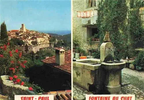 AK / Ansichtskarte Saint Paul__GRASSE_06_Alpes Maritimes Vue generale et la Fontaine au Chat 