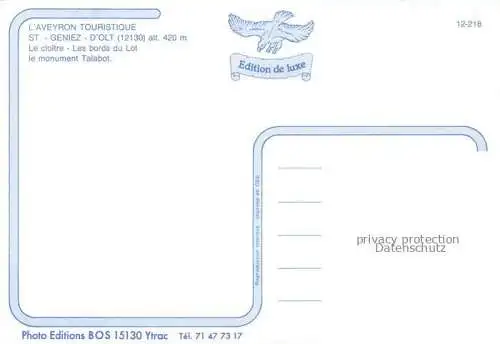 AK / Ansichtskarte St Geniez d_Olt Cloitre Bords du Lot Monument Talabot Pont 