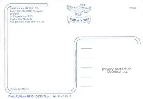 AK / Ansichtskarte Saint Geniez d_Olt Le cloitre Chapelle des Buis Eglise des Penitents vue generale et les bords du Lot Saint Geniez d Olt