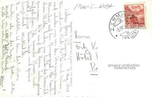 AK / Ansichtskarte Monte Rosa_Le_Mont Rose_4612m_VS Maultierpost nach Schwarzsee und Monte Rosa 