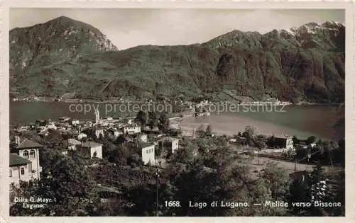 AK / Ansichtskarte Melide_Lago_di_Lugano_TI verso Bissone 