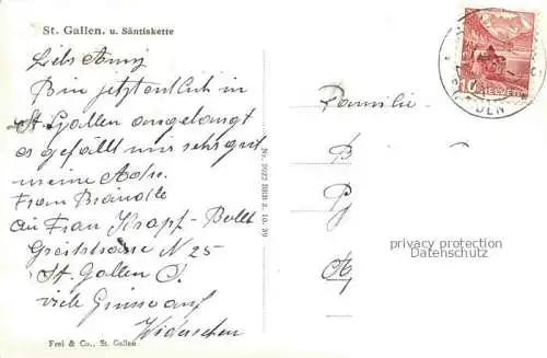 AK / Ansichtskarte St_Gallen_SANKT_GALLEN_SG Fliegeraufnahme mit Klosterkirche und Saentis 
