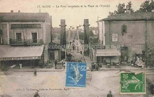 AK / Ansichtskarte AGDE SUR MER_34_Herault Le Pont suspendu et la Place de l Eveche 