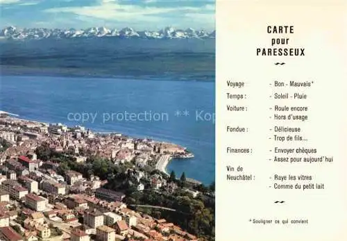 AK / Ansichtskarte Neuchatel_NE Vue sur la Ville et les Alpes Neuchatel NE
