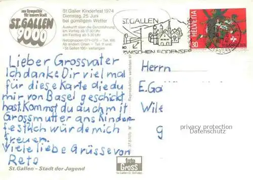 AK / Ansichtskarte St_Gallen_SANKT_GALLEN_SG St Gallener Kinderfest 1974 Details 