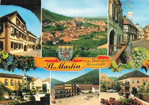 AK / Ansichtskarte St Martin Weinstrasse Pfalz Gasthaus Panorama Kirche Marktplatz Teilansichten