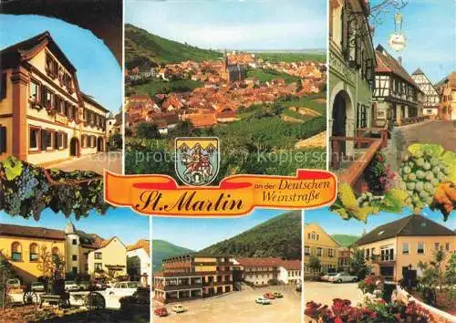 AK / Ansichtskarte St Martin Weinstrasse Pfalz Gasthaus Panorama Kirche Marktplatz Teilansichten