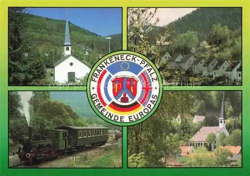 AK / Ansichtskarte Frankeneck Kirchen Siedlung Dampflokomotive