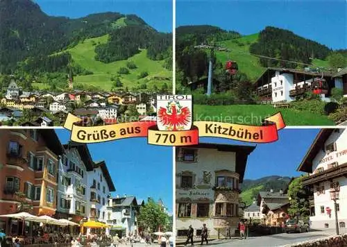 AK / Ansichtskarte Kitzbuehel Tirol AT Panorama Hahnenkammseilbahn Fussgaengerzone und Hotel Montana