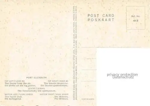 AK / Ansichtskarte Port Elizabeth  Southafrica Fliegeraufnahme Leuchtturm Bootspartie Delphinarium Panorama