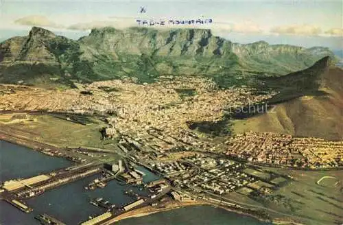 AK / Ansichtskarte Cape-Town Kaapstad Kapstadt South-Africa RSA Aerial view of Cape Town lying in the lap of Table Mountain
