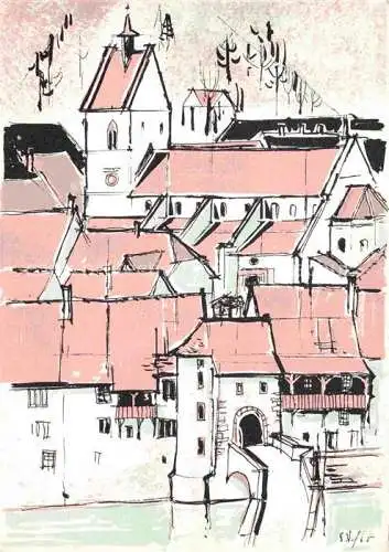 AK / Ansichtskarte St_Ursanne_Porrentruy_JU Ortsansicht Zeichnung 