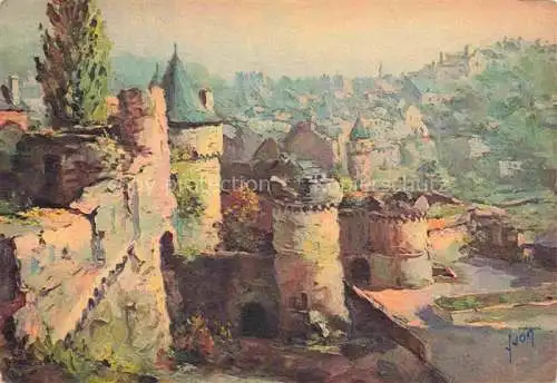 AK / Ansichtskarte Fougeres_35_Ille et Vilaine Le Chateau Porte Notre Dame et la Ville Haute Illustration 