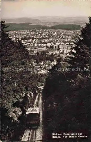 AK / Ansichtskarte Biel_Bienne_BE Ansicht von Magglingen aus Zahnradbahn 