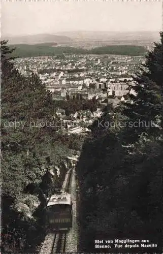 AK / Ansichtskarte Biel_Bienne_BE Ansicht von Magglingen aus Zahnradbahn 