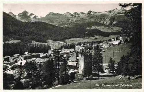 AK / Ansichtskarte Pontresina_GR Panorama Blick gegen Julierkette 