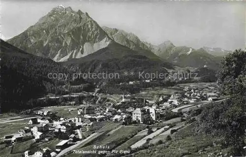 AK / Ansichtskarte Schuls_Scuol_GR Totalansicht Blick gegen Piz Pisoc Sesvennagruppe 