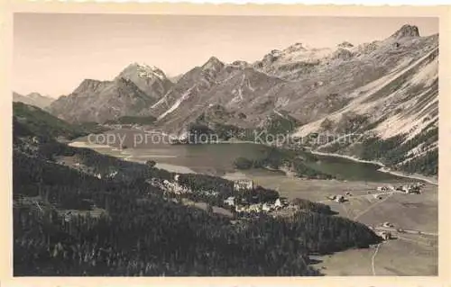 AK / Ansichtskarte Sils_Baselgia_Engadin_Maloja_GR Panorama Blick von Der letzten Bank aus Sils Silsersee und Maloja 