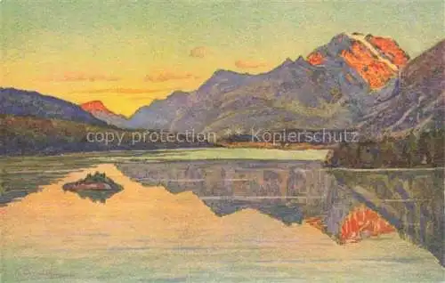 AK / Ansichtskarte Maloja_GR Sonnenuntergang am Malojasee Kuenstlerkarte Maloja_GR