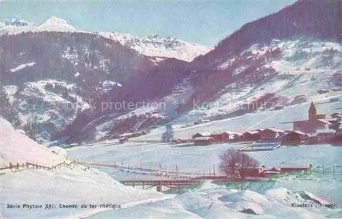 AK / Ansichtskarte Klosters Serneus_GR Chemin de fer rhetique Winterpanorama Alpen 