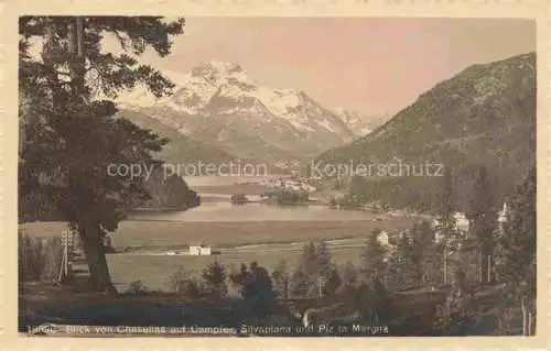 AK / Ansichtskarte Campfer_St_Moritz_GR Panorama Blick von Chasellas Silvaplana und Piz la Margna Berninagruppe Alpen Campfer_St_Moritz_GR