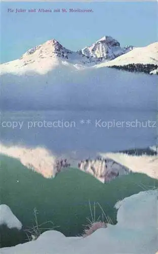 AK / Ansichtskarte Piz_Julier_3380m_GR und Albana mit St. Moritzersee Winterpanorama Wasserspiegelung 