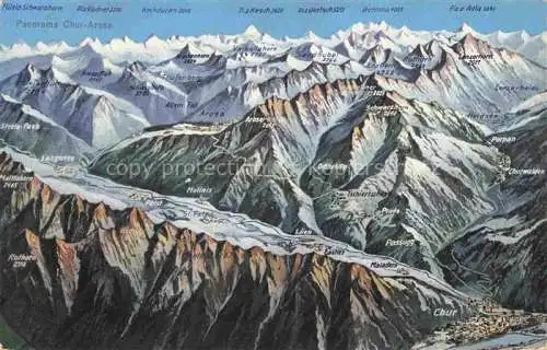 AK / Ansichtskarte CHUR_Coire_GR und Umgebung Alpen Panoramakarte aus der Vogelperspektive 