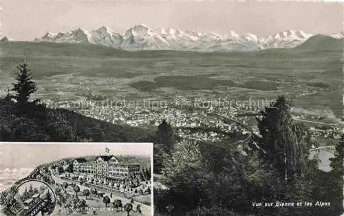 AK / Ansichtskarte Bienne_BIEL BIENNE Panorama Blick auf die Alpen Hotel Bellevue Macolin 