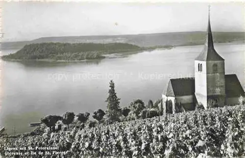 AK / Ansichtskarte Ligerz_Bielersee_BE Panorama Kirche St. Peterinsel 