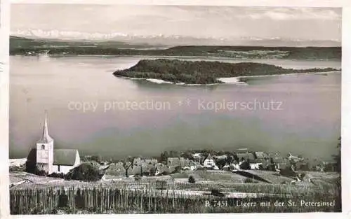 AK / Ansichtskarte Ligerz_Bielersee_BE Panorama Blick auf St. Petersinsel Bielersee
 