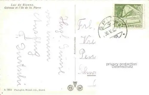AK / Ansichtskarte Gleresse_Ligerz_Bielersee_BE et l Ile de St. Pierre Lace de Bienne Alpes 