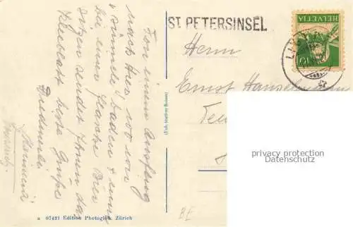 AK / Ansichtskarte Erlach_Bielersee_BE Auf der St. Petersinsel Ile de St. Pierre 