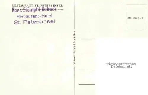 AK / Ansichtskarte Erlach_Bielersee_BE Restaurant Hotel St. Petersinsel 