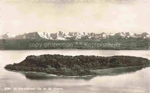 AK / Ansichtskarte Erlach_Bielersee_BE Panorama St. Petersinsel Ile de Saint Pierre Alpen 