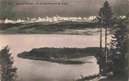 AK / Ansichtskarte Erlach_Bielersee_BE Panorama St. Petersinsel Ile de Saint Pierre Alpen 