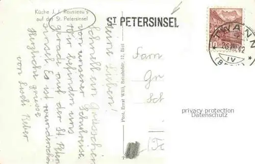 AK / Ansichtskarte Erlach_Bielersee_BE Kueche J. J. Roussseaus auf der St. Petersinsel 