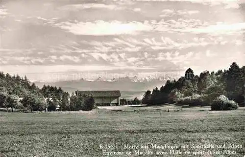 AK / Ansichtskarte Magglingen Panorama Sporthalle und Alpen Halle des Sports et les Alpes Magglingen