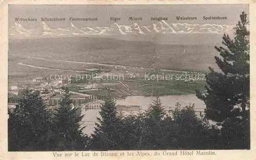 AK / Ansichtskarte Macolin_sur_Bienne_Biel_BE Vue sur le Lac de Bienne et les Alpes vue du Grand Hotel Macolin 