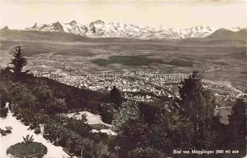 AK / Ansichtskarte Biel_Bienne_BE Panorama Blick von Magglingen aus Berner Alpen 