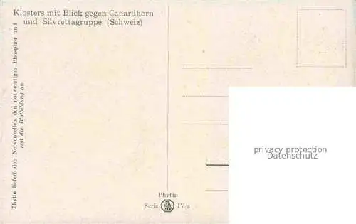 AK / Ansichtskarte Klosters Serneus_GR Landschaftspanorama Blick gegen Canardhorn und Silvrettagruppe im Winter 